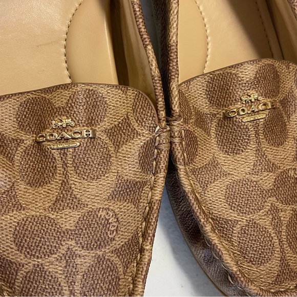 COACH Marley Driver Brown Gold Signature Logo/Leather/Tan 9 US Woman’s Loafer - Picture 9 of 12